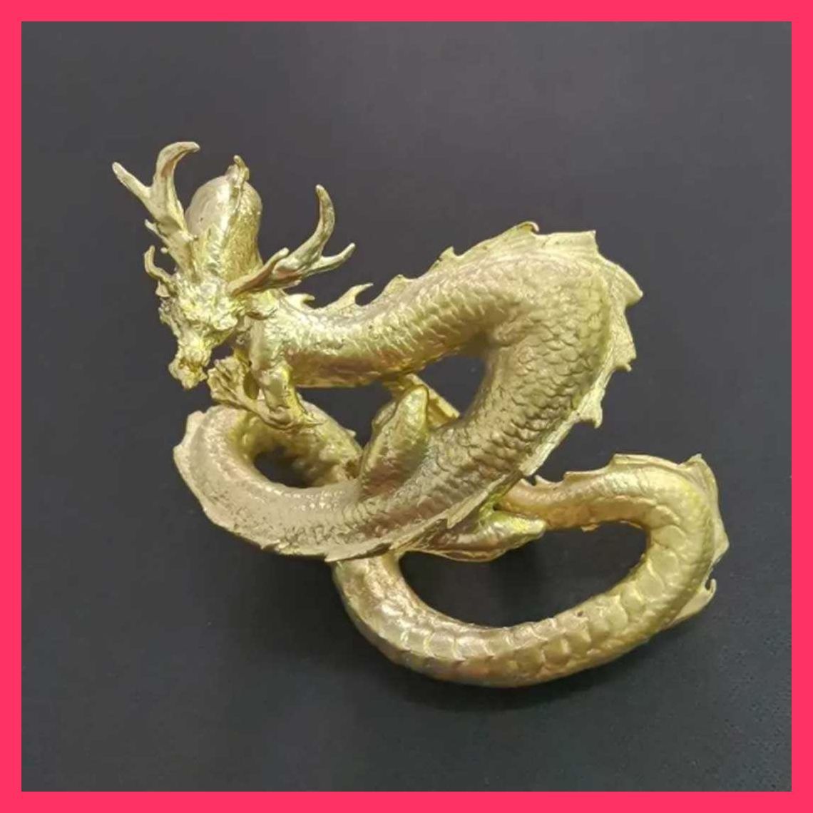 【新品】ドラゴンゴールドの金片 風水 龍 ゴールドドラゴン 浮遊龍 金属 10cm 置物 金龍 竜 玄関