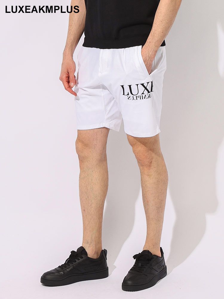 LUXEAKMPLUS  (リュクスエイケイエムプラス) 4WAY素材 花柄ベルトループ ジップフライ ナイロン ショートパンツ LALAB24019 ブランド メンズ 男性 ボトムス (ホワイト)