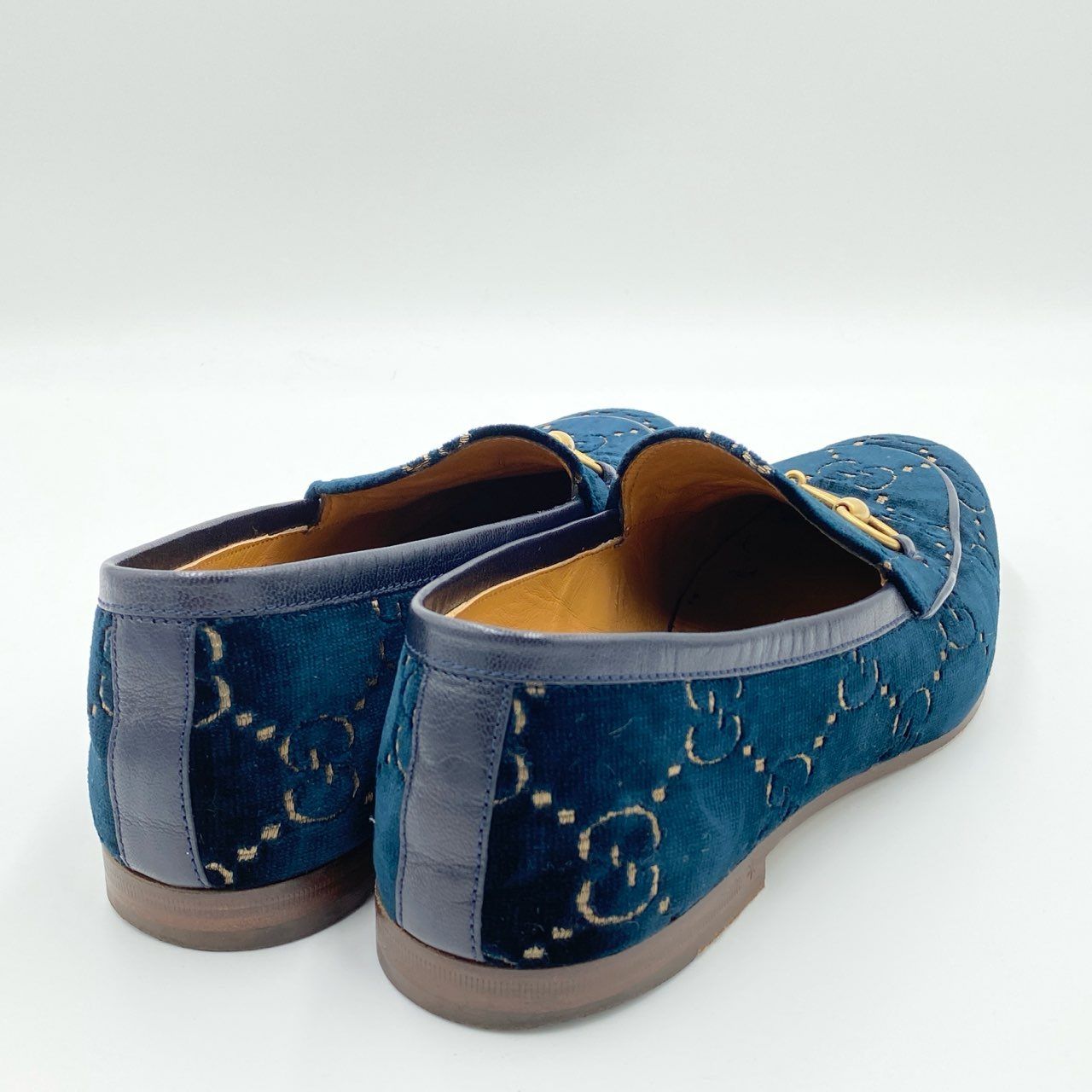 1i4 GUCCI グッチ GGベルベット ホースビット ローファー ドレス