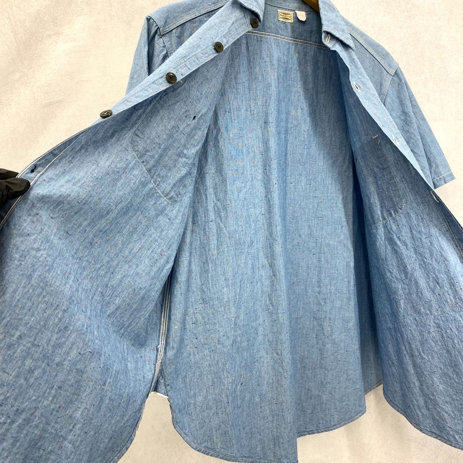 美品 WAREHOUSE ウエアハウス 半袖 シャンブレー シャツ トップス