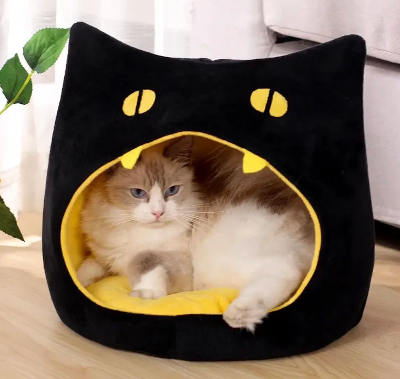 ペットベッド 半ドーム型 ハロウィン 黒猫 ブラック 半密閉型 ペットハウス キャットハウス 猫の巣 かわいい やわらかい ふわふわ ふかふか ポリエステル ペット用品 犬 猫 犬用 猫用 小型犬 中型犬 小型猫 中型猫 大型猫