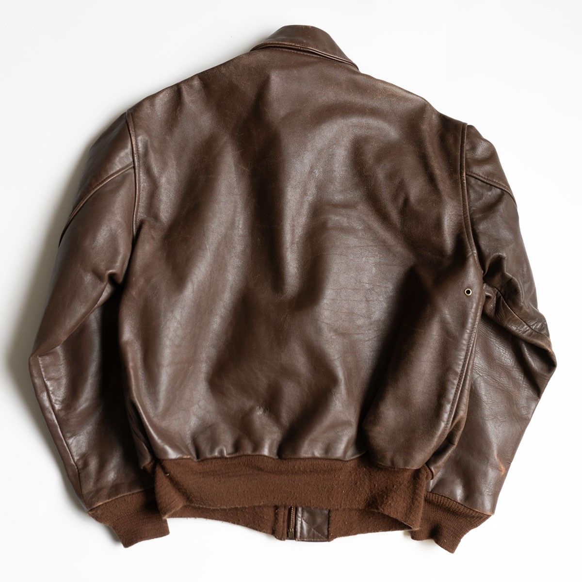雰囲気抜群 AVIREX A-2 ホースハイド フライトジャケット 38 ブラウン レザー アビレックス 25100387