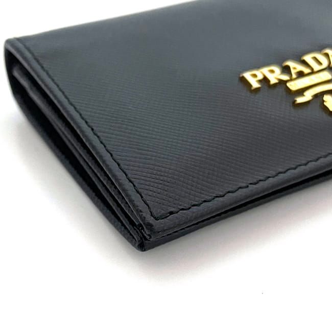 プラダ 名刺入れ ブラック NERO 美品 サフィアーノ レザー 中古 PRADA  
