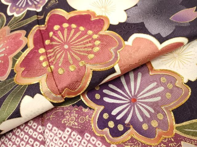 豪華振袖　駒刺繍　鳳凰草花文　金彩　鈴乃屋扱い　逸品 平和屋着物□豪華振袖 駒刺繍 草花文 金彩 正絹 逸品 AAAY0804ou