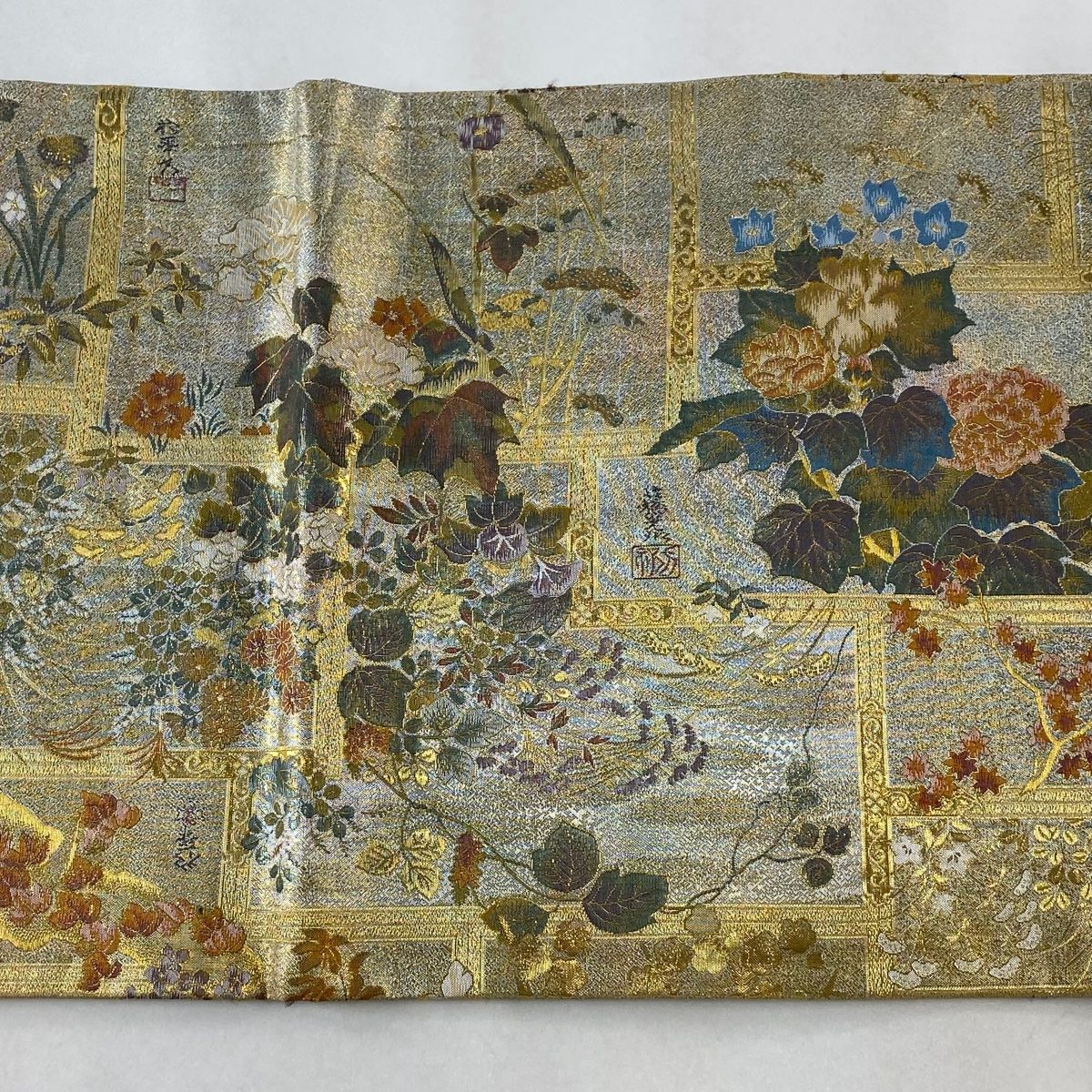 楽天市場】京袋帯 WAKKA 風神 雷神 猫 グレー 水色 正絹 お太鼓