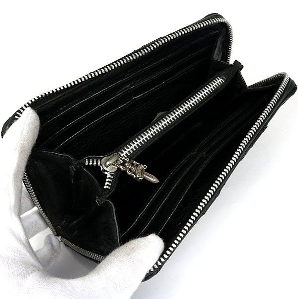 クロムハーツ　REC F ジップ #2 セメタリーキルテッド クロス ウォレット　★希少デストロイレザー CHROME HEARTS◇REC-F ZIP⁄キルティッドセメタリークロスパッチ⁄長財布