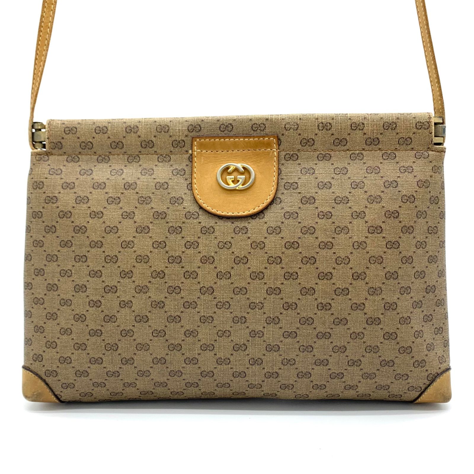 希少 GUCCI グッチ インターロッキング GG PVC レザー 茶色 長財布