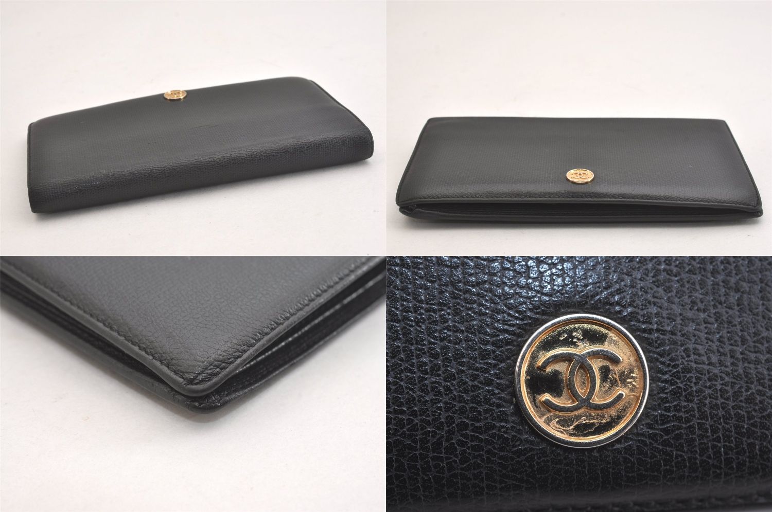 ［CHANEL］ココボタン　カーフスキン　長財布 シャネル(CHANEL) ココボタン(coco button) 中古 レディース長