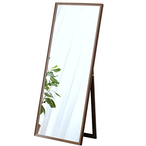 ドウシシャ スタンドミラー 姿見鏡 全身 高さ150 幅60cm 大型 完成品 飛散防止加工 ダンス 軽量 軽い 薄型 木製フレーム シンプル おしゃれ 北欧 玄関 自立 ストッパー金具 賃貸 折り畳み収納OK 奥行40 ブラウン IMS1560B