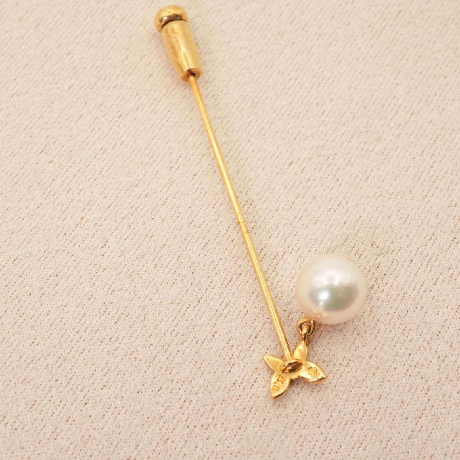 美品 田崎真珠 蝶々 ピンブローチ K18 パール アコヤ/24-4246/24-4246