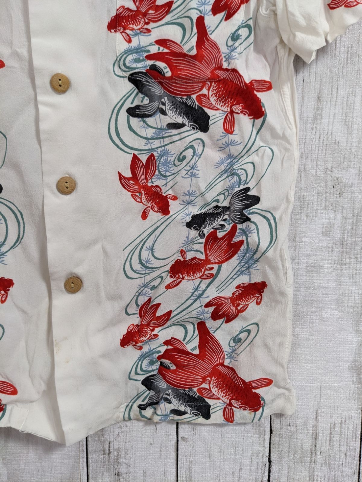 ONIWASOTO オニワソト アロハ  シャツ　和柄 金魚 ONIWASOTO オニワソト アロハ シャツ 和柄 金魚