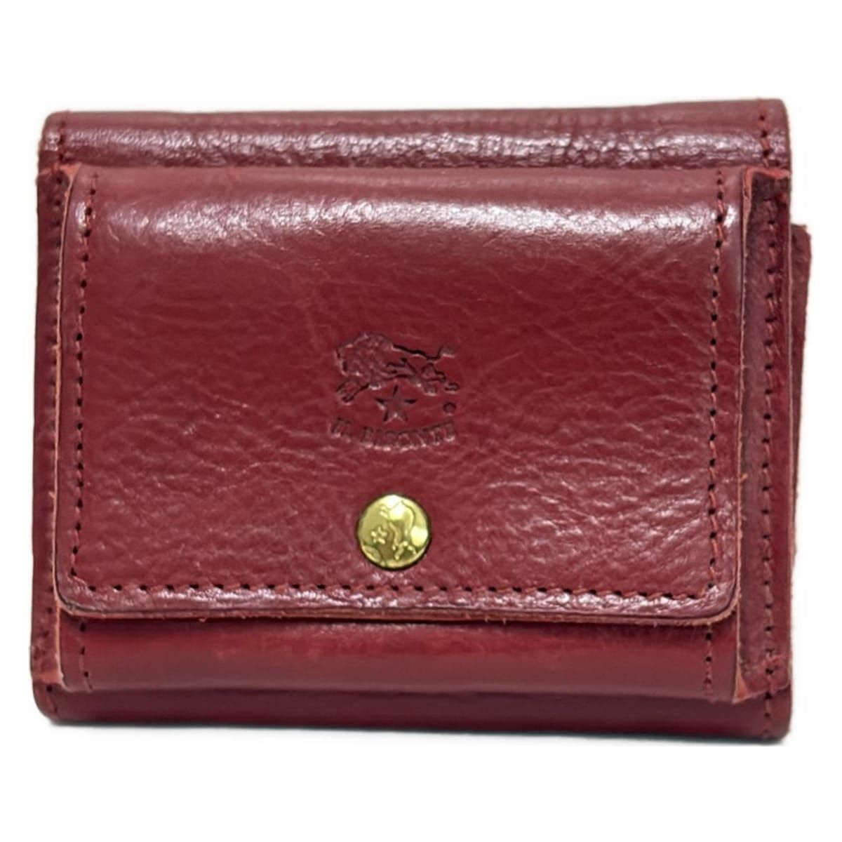 IL BISONTE(イルビゾンテ) 3つ折り財布 - ボルドー レザー 中古IL 新品 