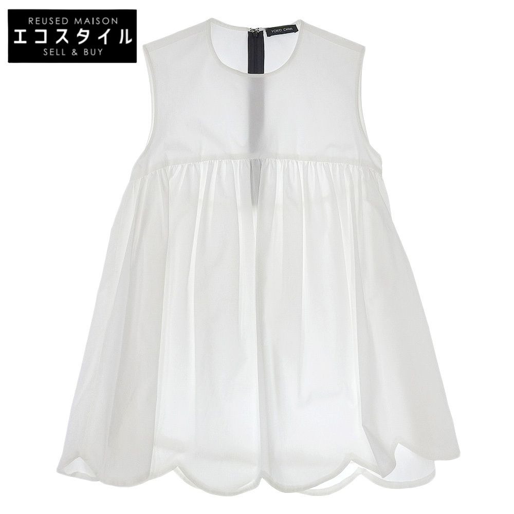 YOKOCHAN ヨーコチャン YCB-220-172 ヘムスカラップ コットンブラウス 40