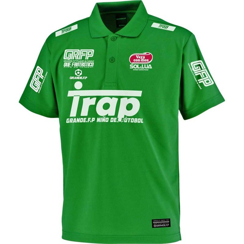 grande(グランデ) TRAP昇華転写プラクティスポロ フットサルプラクティクスシャツ (gfph23010-7501)、(7501)GRN/WHT