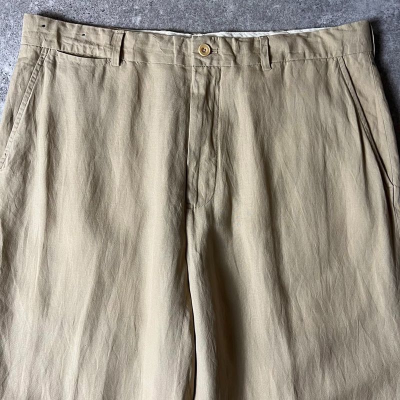90s POLO RALPH LAUREN ノータック リネン シルク スラックス パンツ