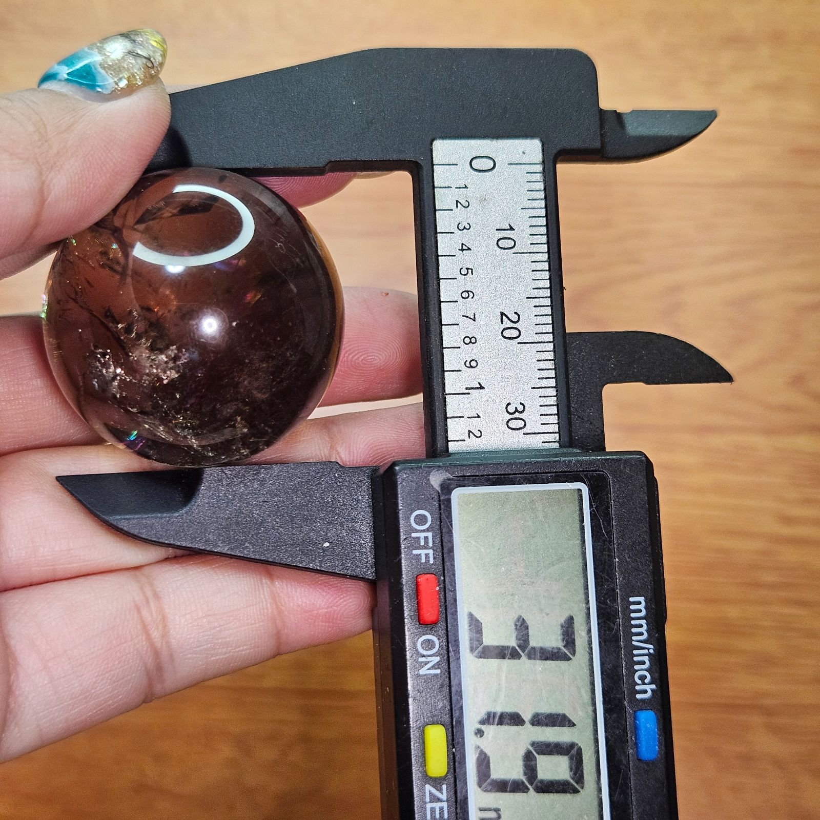 アイリス スフィア】非加熱 虹入り 9cm 台座付き-上品な