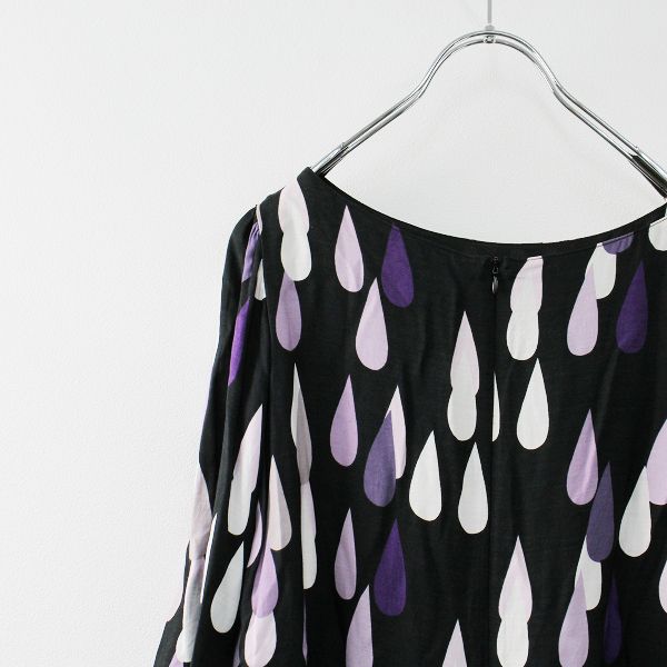 marimekko マリメッコ Pisaroi ワンピース 34/ブラック×パープル 