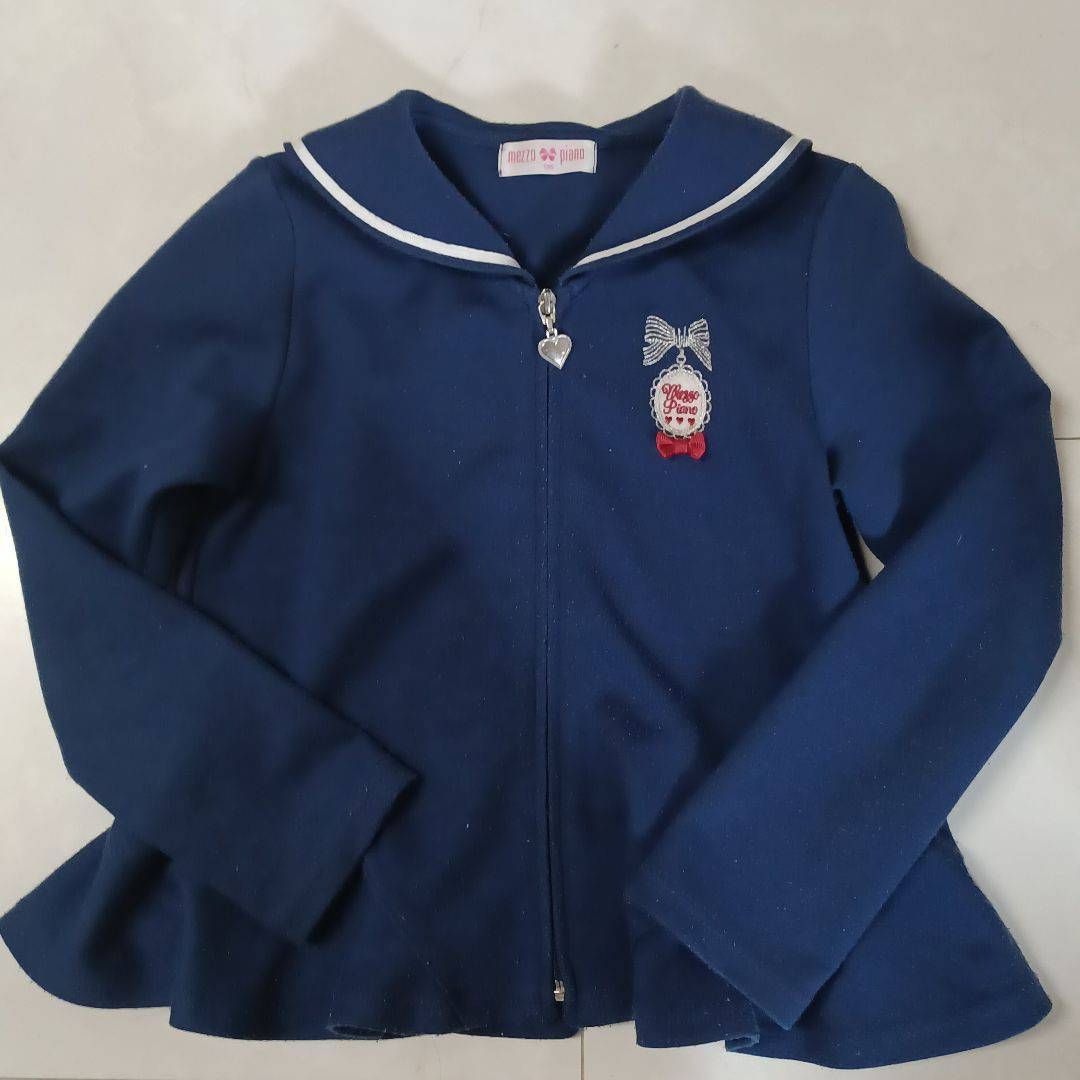 【値下げ】メゾピアノ　ボレロ　ワンピース　130 セット　新品同様 35th バラ柄ドッキングワンピース＆ボレロセット(110cm 紺