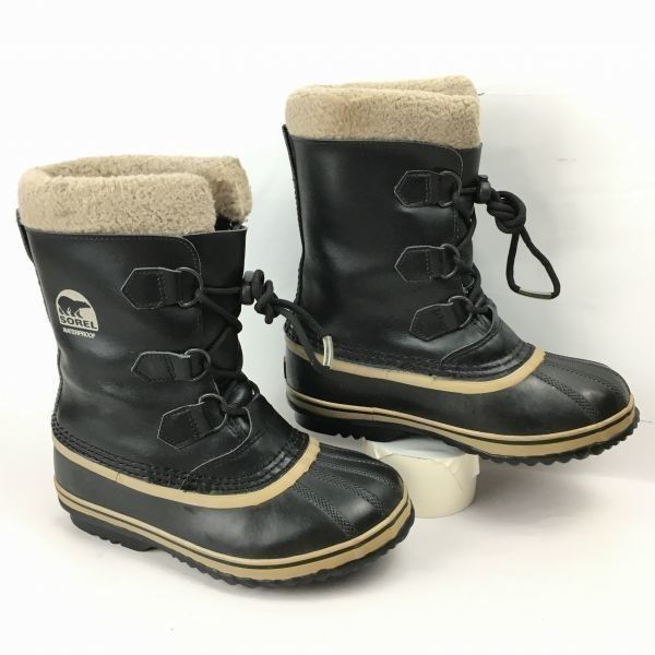 SOREL|ソレル size23.0 本革スノーブーツ ライナー付き 黒|BLACK Boots|Shoes〕菅No.WT30<sale>