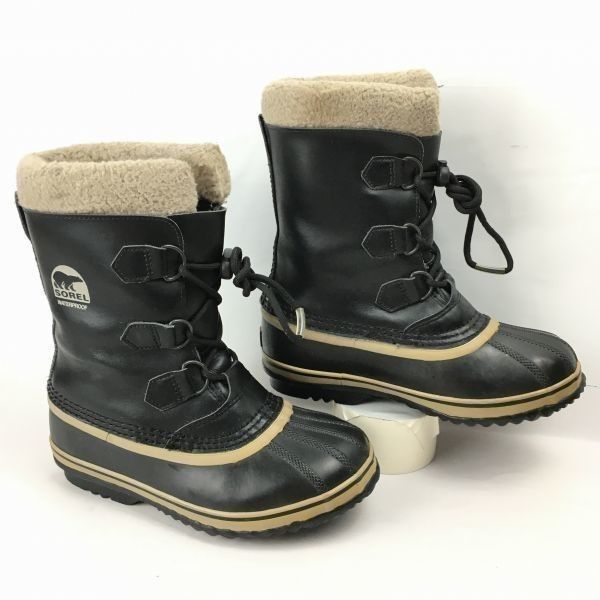 SOREL/ソレル size23.0 高級本革スノーブーツ ライナー付き〈黒