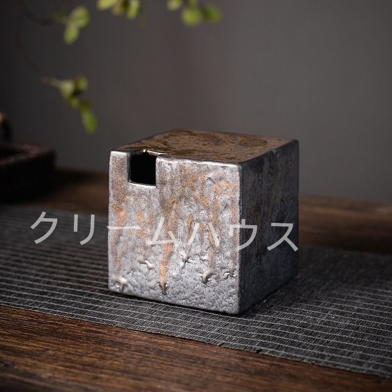 金属釉 一輪挿し 花瓶 鉄釉四角花瓶 四角一輪挿し 生け花