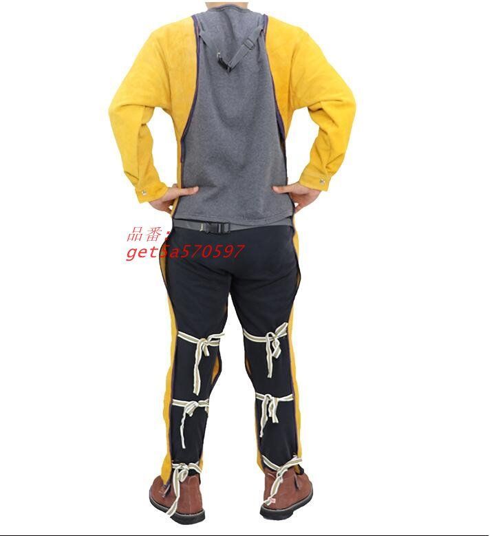 溶接エプロン 牛革 作業エプロン 大判 溶接用エプロン ツールポケット 電気溶接 防護服 作業服 耐熱 防炎 ローネック 耐摩耗 get5a570597