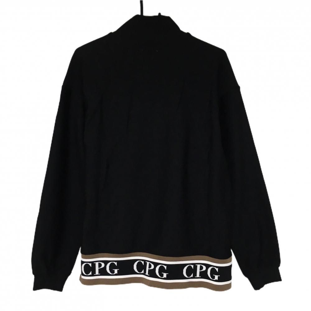 新品】CPG ハイネックブルゾン 黒 ハーフジップ 立体ロゴ 裏微起毛 裾