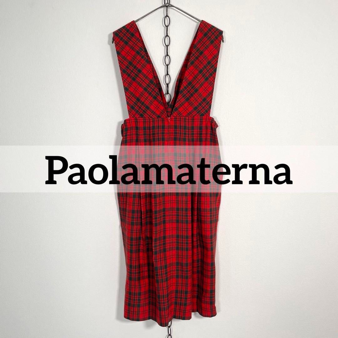 日本製 70s ヴィンテージ Paolamaterna タータンチェックワンピース サイズ7 レッド 赤