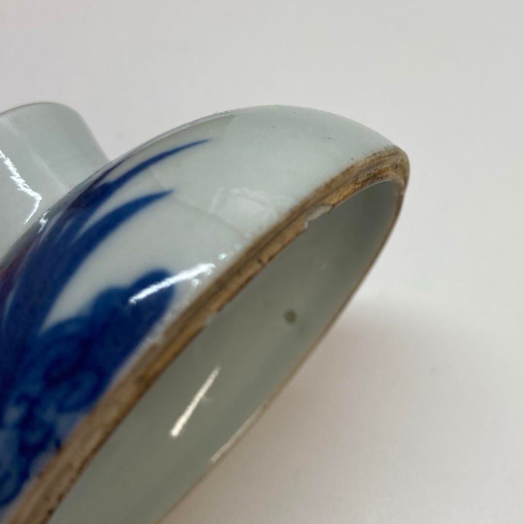  中国清時代 青華 草花図 蓋物 トヒコ 本さ5 0518 陶芸 工芸品