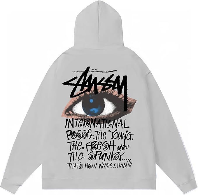 stussy メンズ  スウエットパーカー 目の模様 グラフィックプリント Hoodie 春秋冬 男女兼用