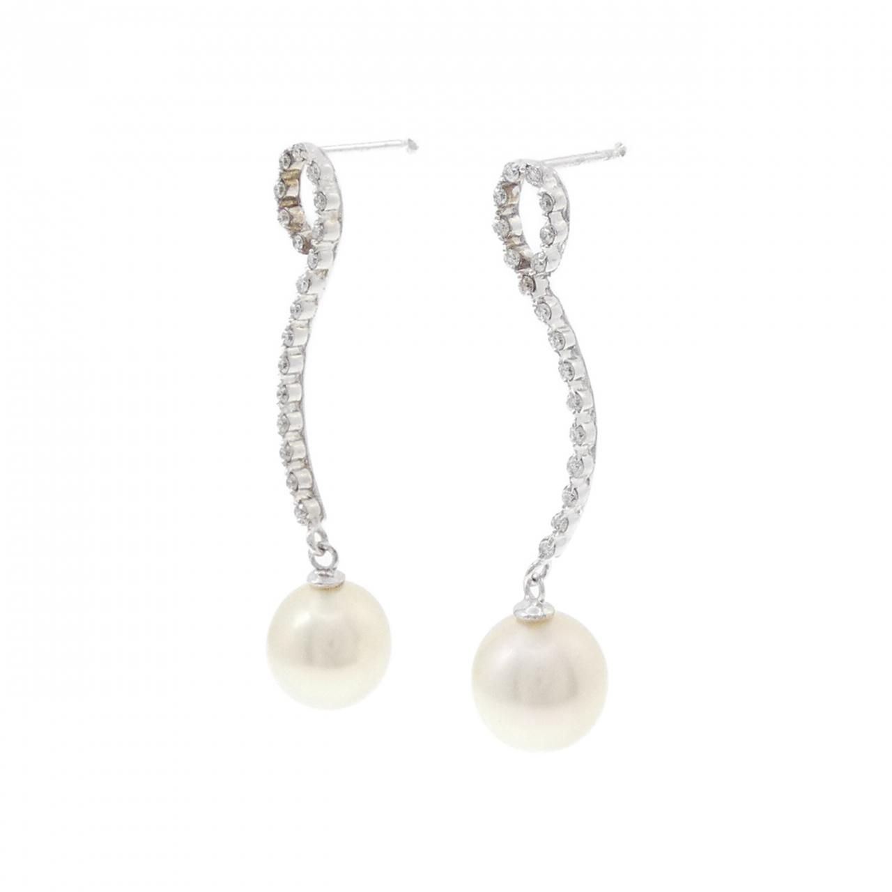 K18WG 白蝶パール ピアス 8.4mm K18 白蝶パール 大きめ11mm スタッド  