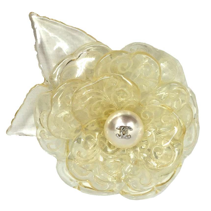シャネル CHANEL カメリア コサージュ ブローチ 花 プラ パール