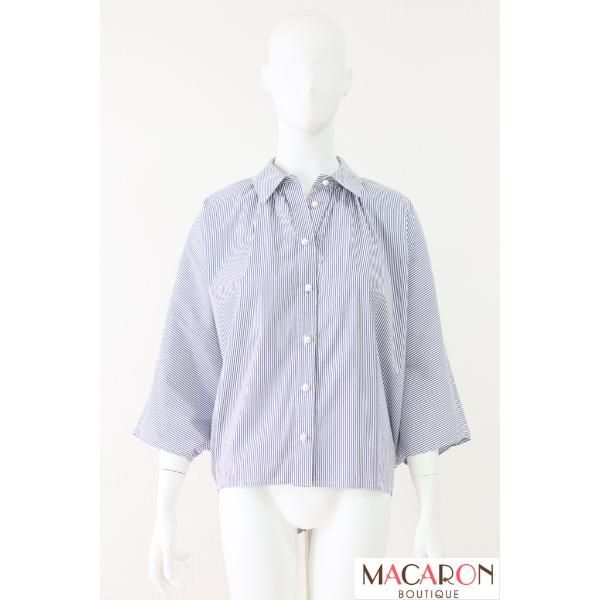 Rene ストライプドルマンスリーブブラウス 5111090 2021年商品 青×白 ルネ