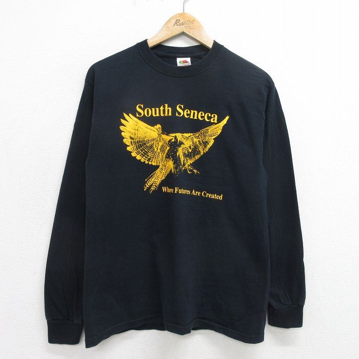 M/古着 フルーツオブザルーム 長袖 ビンテージ Tシャツ メンズ 00s ワシ コットン クルーネック 黒 ブラック 24aug27 中古