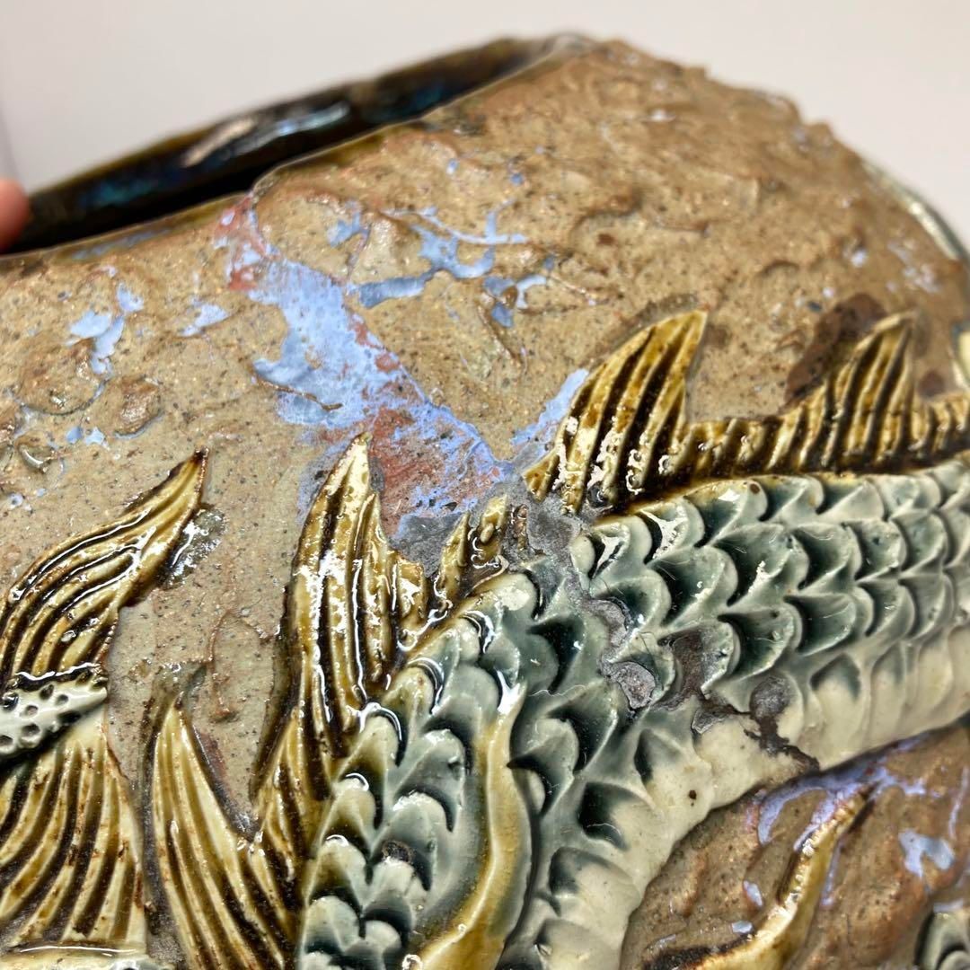 琉球美術　琉球焼雲龍瑞　花瓶　高さ21.5cm 東H6-0326②タカト 琉球美術 琉球焼雲龍瑞 花瓶 高さ21.5cm 東H6-0326②タカト