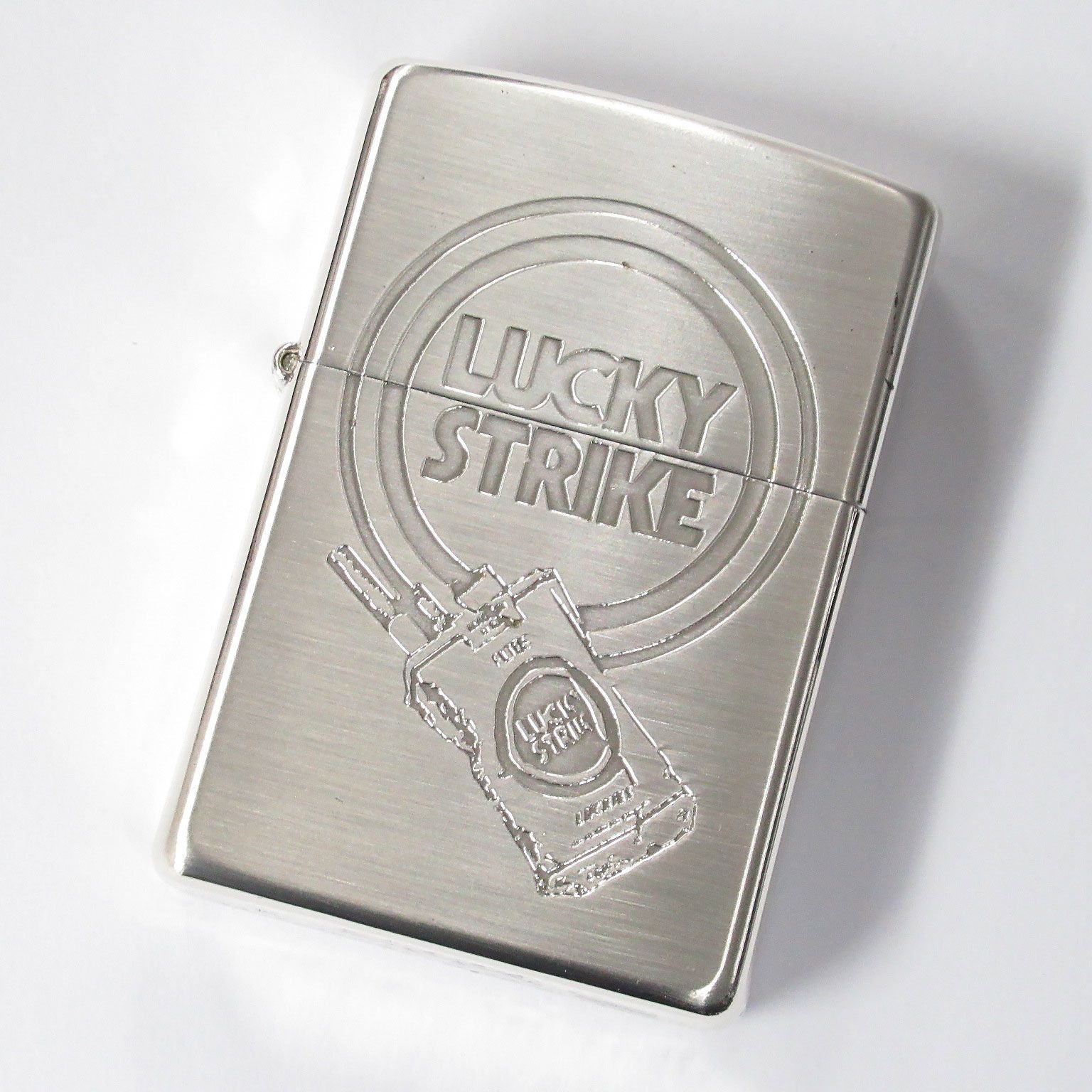 Zippo ジッポーライター LUCKY STRIKE ラッキーストライク シルバー 銀 ...