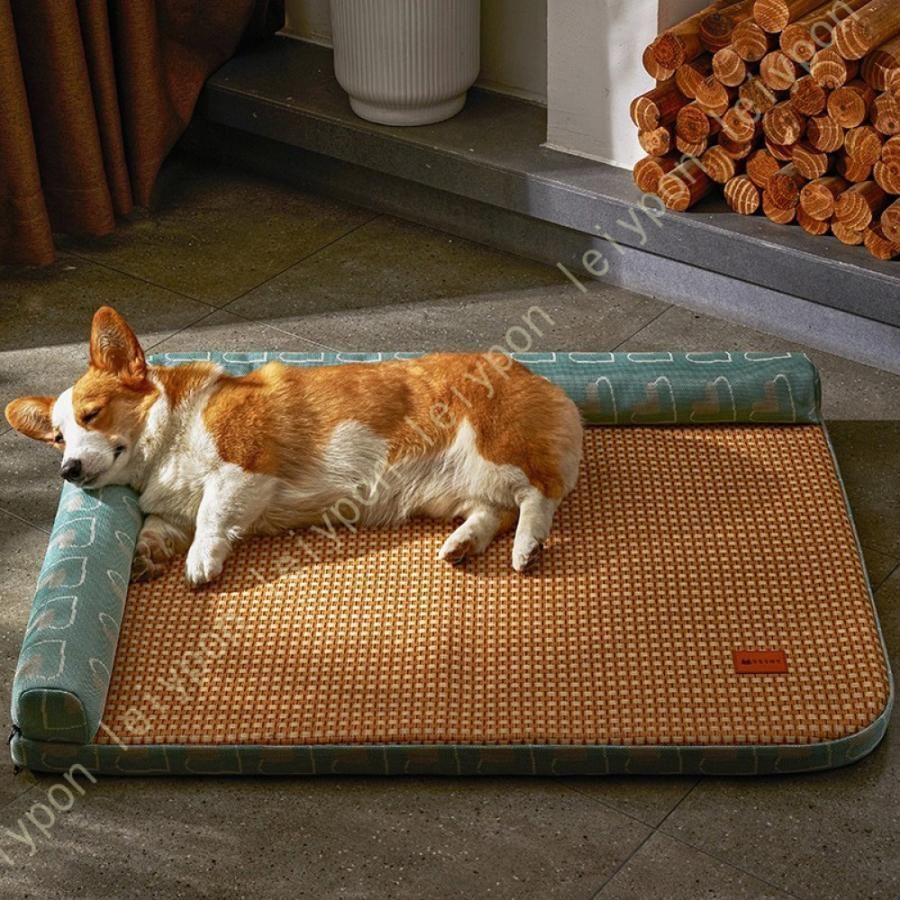 ペットベッド 夏 猫用 ベッド 猫マット ござ ペット ソファー クッション 暑さ対策 安眠 ベッド 猫 寝台 涼感マット ゴザマット 接触冷感 熱中症 対策 通気