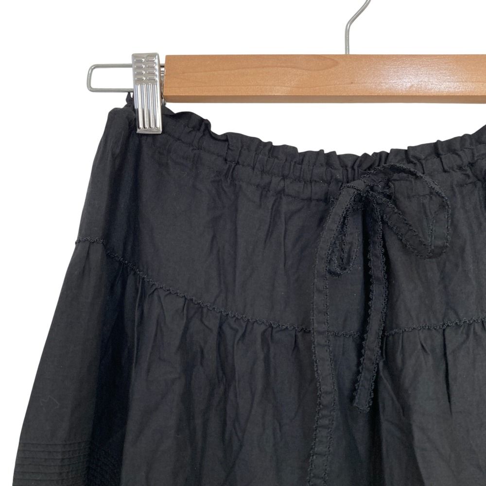 PINK HOUSE ピンクハウス ピコフリル イージーウエスト ロングスカート ブラック レディース 古着