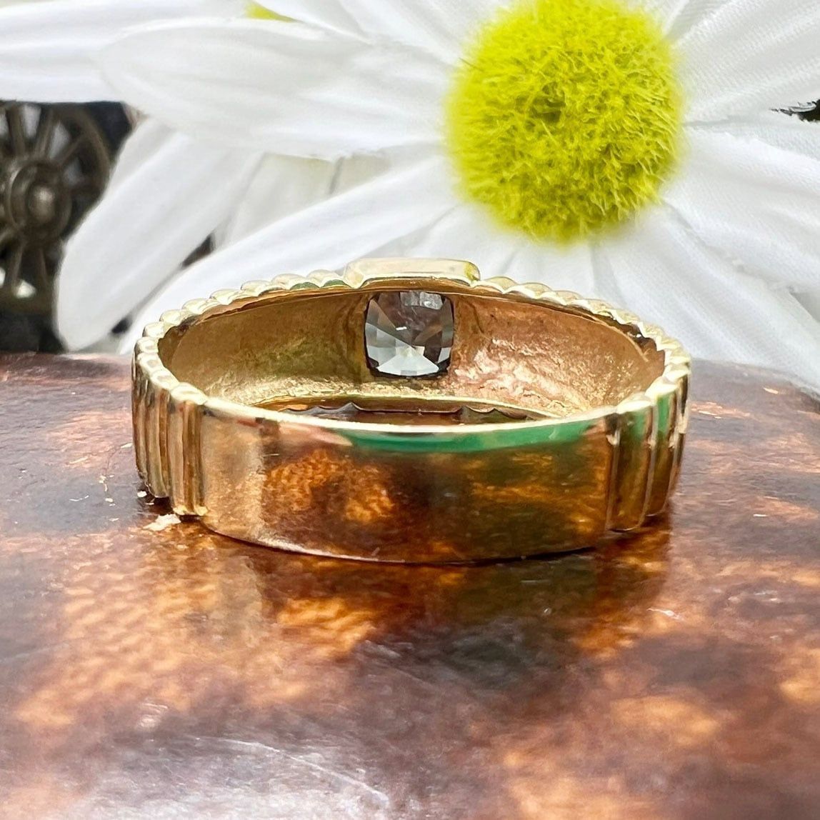 K18 クレサンベール 京セラ アレキサンドライト レトロデザイン 幅広  