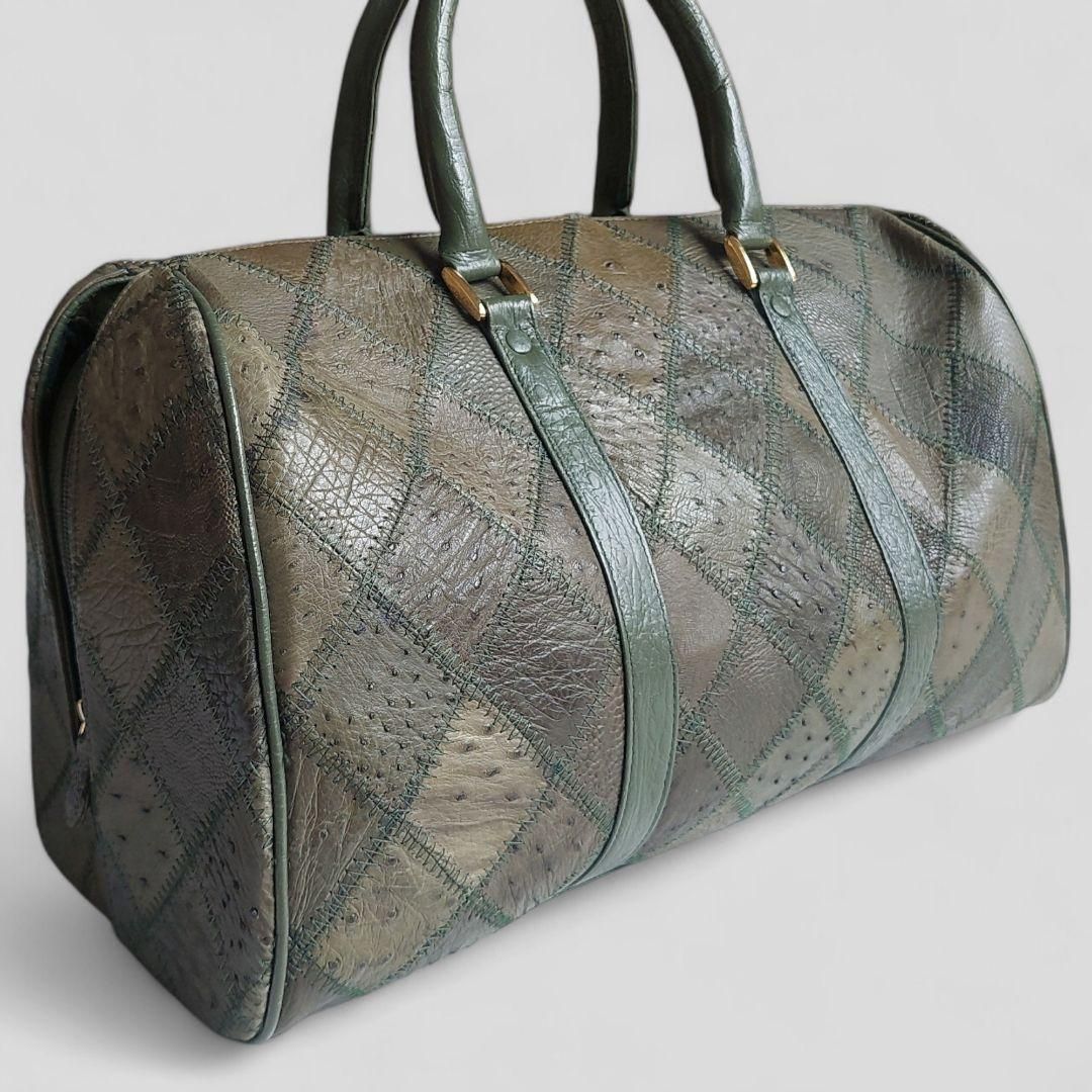 オーストリッチボストンバッグパッチワーク未使用品