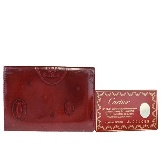 【中古】 カルティエ(Cartier) ハッピーバースデー パテントレザー カードケース ボルドー 03FB384