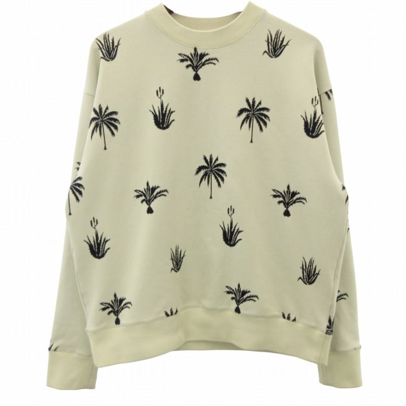 ジルサンダー JIL SANDER 近年 Palm Tree Intarsia スウェット 総柄 S 白 ホワイト J22GU0105