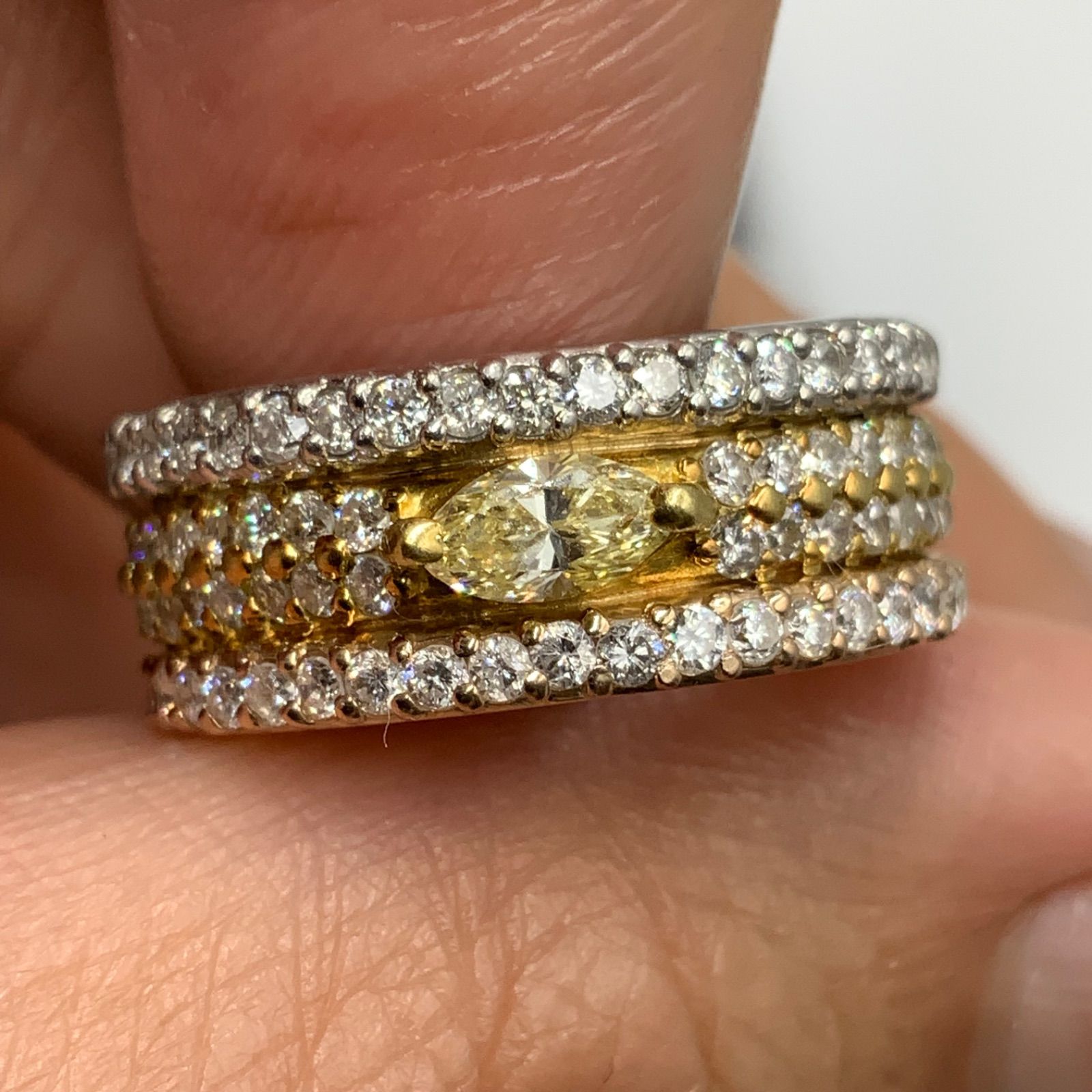 プラチナ ゴールド コンビ リング 中古 18金 プラチナ900 デザイン