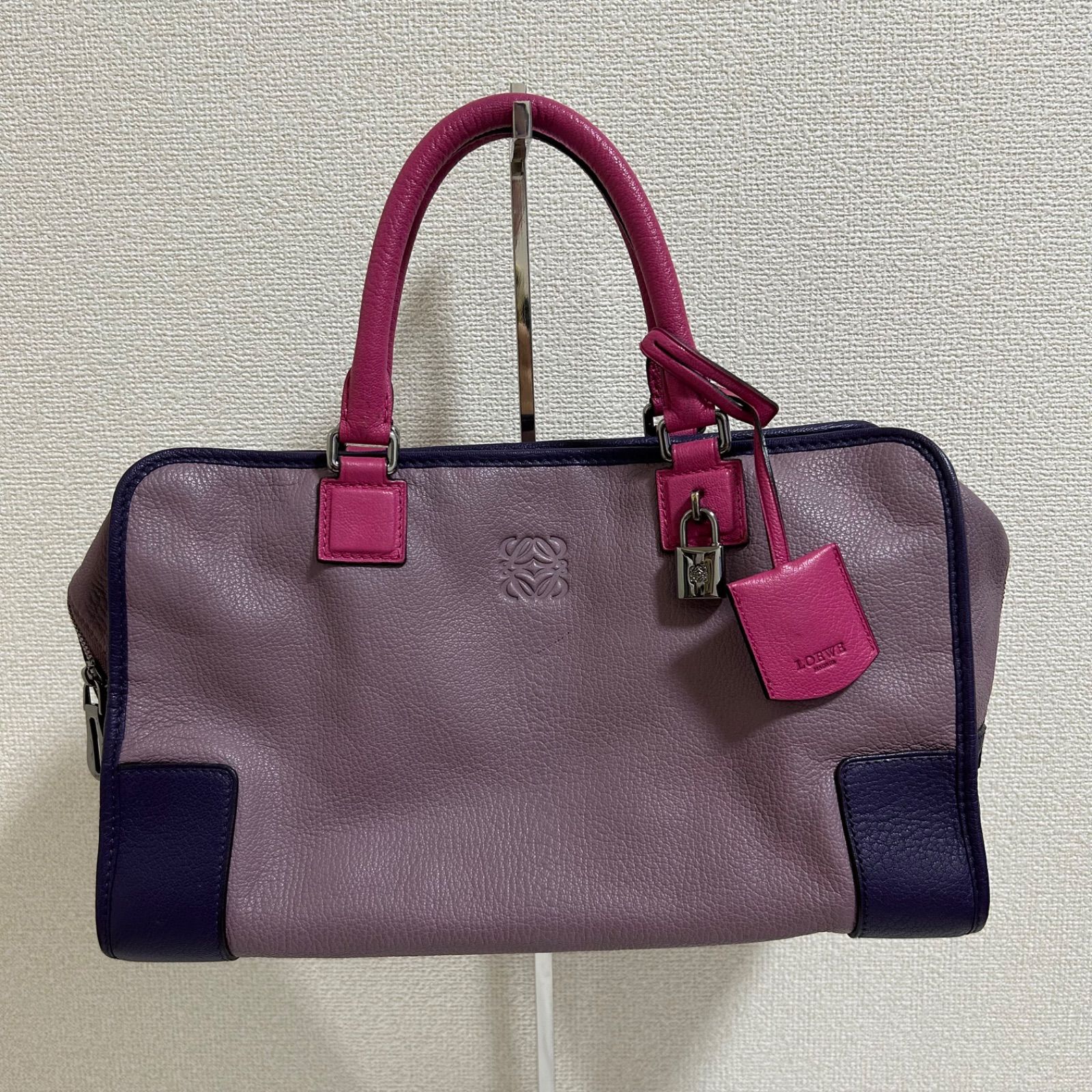 ロエベ LOEWE アマソナ28 ハンドバッグ トリコロール ピンク