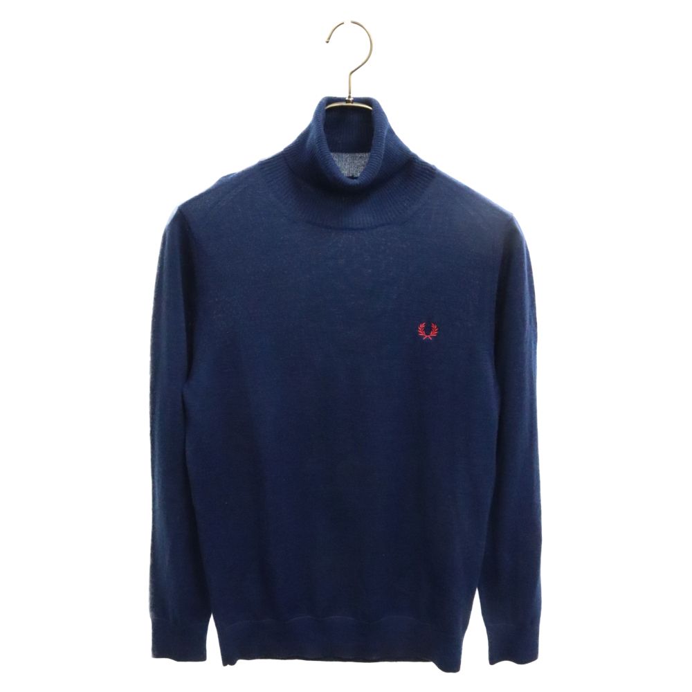 FRED PERRY (フレッドペリー) ロゴ刺繍タートルネックセーター ネイビー F3141
