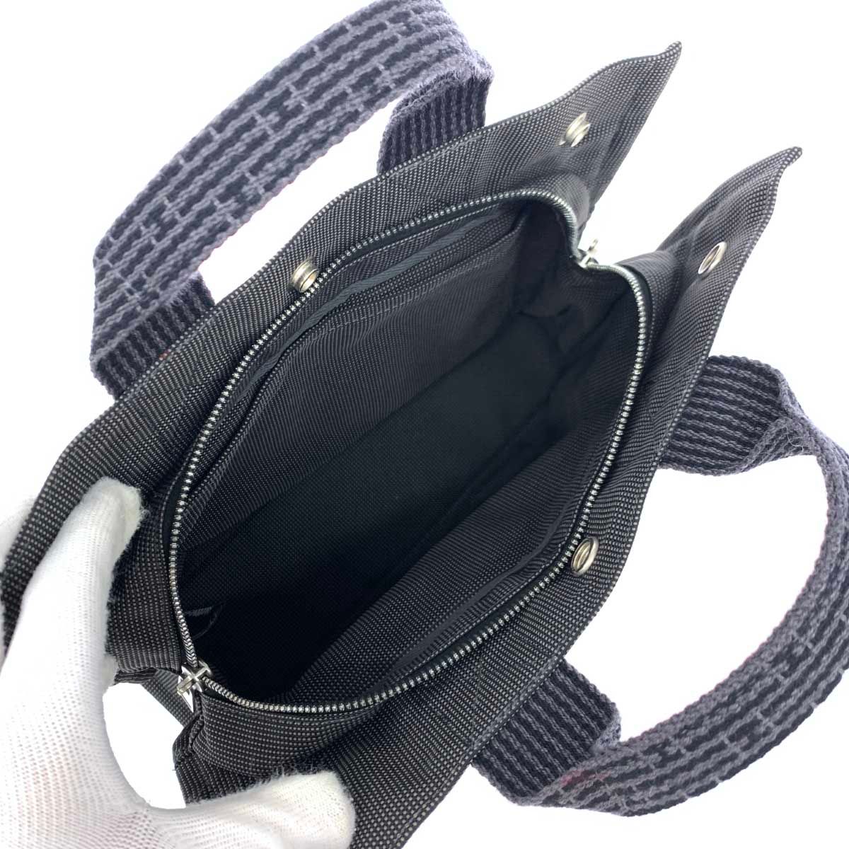 良好 HERMES エルメス エールライン トートバッグPM グレー キャンバス