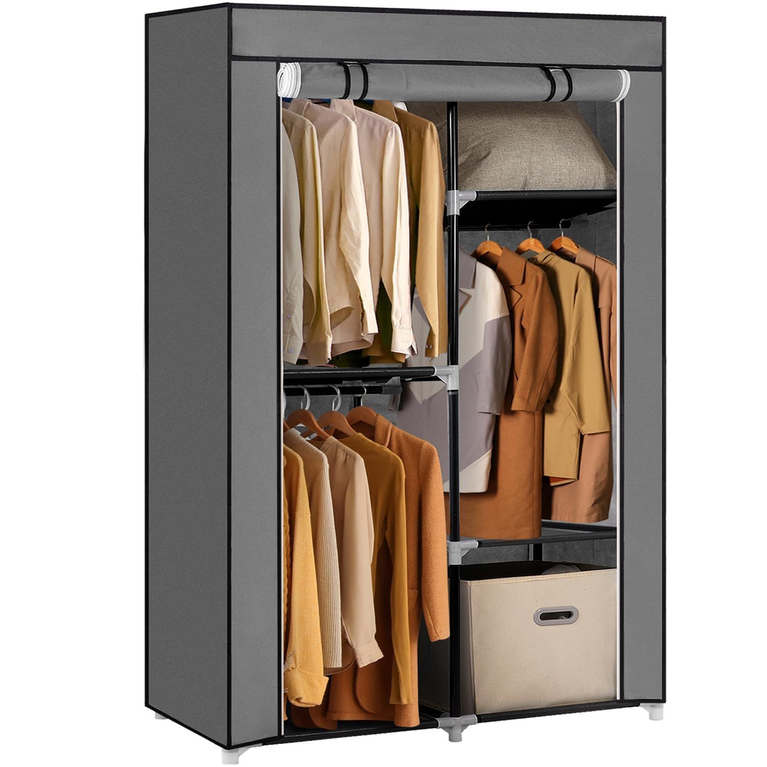 迅速発送】ワードローブ カバー付き クローゼット 不織布 直径19mmの