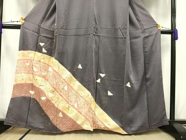 平和屋着物○上質な紬 絞り 地紙花文 正絹 逸品 AAAX0311np