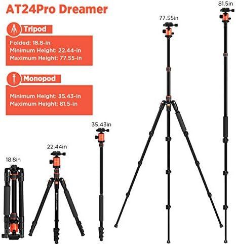 GEEKOTO 77インチ三脚 デジタル一眼レフカメラ用三脚 コンパクトアルミニウム三脚 360度ボールヘッド付き 8kgの荷重 旅行や仕事に