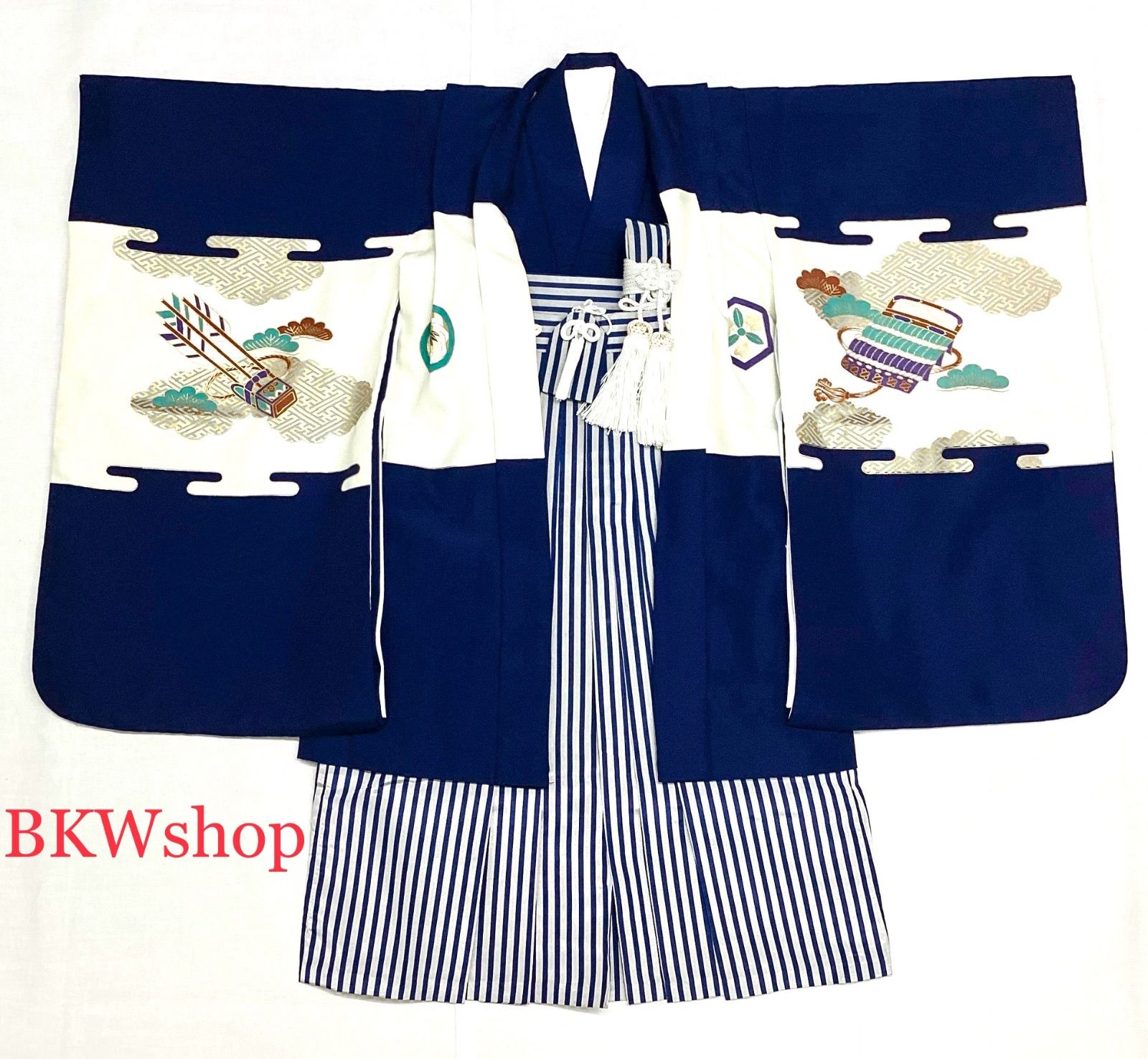 アンティーク 逸品 七五三 三歳 着物 被布 小物一式 セット 縮緬 正絹 群青 アンティーク 逸品 七五三 三歳 着物 被布 小物一式 セット 縮緬 正絹